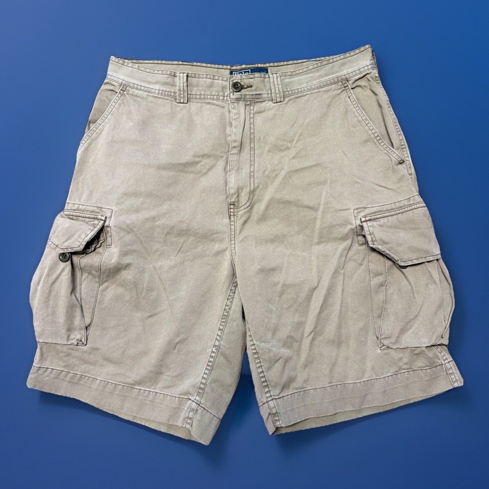 VTG 90s Polo Ralph Lauren Shorts Mens 34 Green Military Cargo Utility Baggy